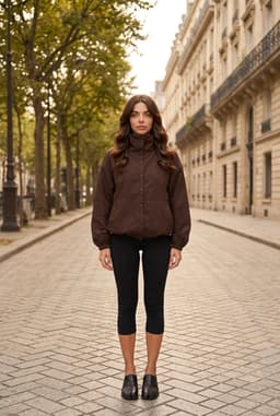 Brown Parachute Jacket Oversized Snap Button Windbreaker