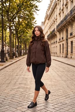 Brown Parachute Jacket Oversized Snap Button Windbreaker