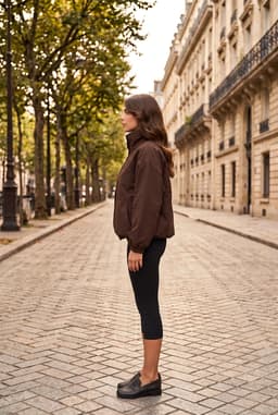 Brown Parachute Jacket Oversized Snap Button Windbreaker