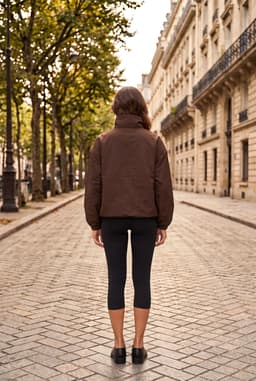 Brown Parachute Jacket Oversized Snap Button Windbreaker