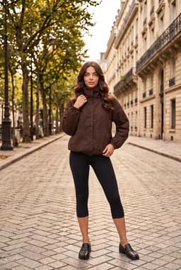 Brown Parachute Jacket Oversized Snap Button Windbreaker