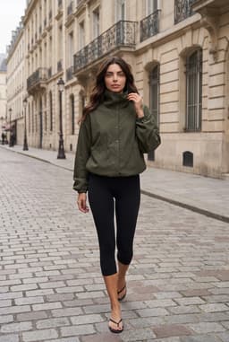 Khaki Fallschirmjacke Damen Oversize Druckknöpfe