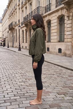 Khaki Fallschirmjacke Damen Oversize Druckknöpfe