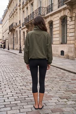 Khaki Fallschirmjacke Damen Oversize Druckknöpfe