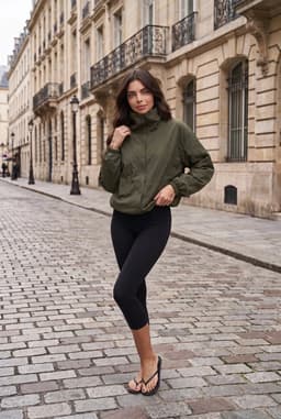 Khaki Fallschirmjacke Damen Oversize Druckknöpfe