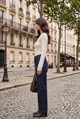 Witte Langmouwige V-hals Blouse met Kantdetails — Wit