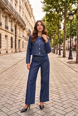 Navy Blue Pants Suit with Stitch Detail