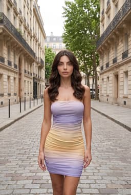 Robe Mini Tulle Sans Bretelles Froncée Multicolore