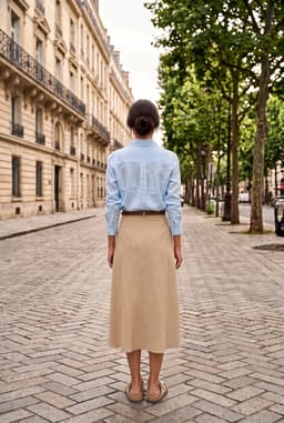 Saia Midi Assimétrica Envelope Feminina com Fivela Pedra