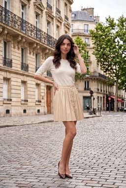 Women's Beige Faux Leather Button Front Flared Mini Skirt
