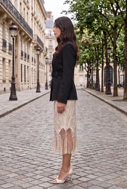 Blazer Negro con Cinturón y Cuello en V para Mujer