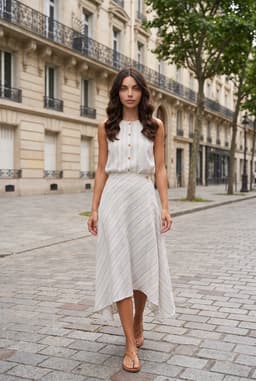 Randigt 2-delat Set med Kjol och Topp för Dam Blå Sommar