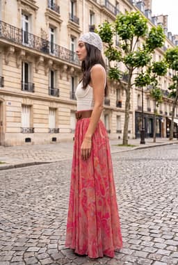 Boho Chiffon Maxirock mit Paisley-Muster Damen Multi
