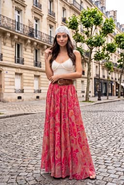 Boho Chiffon Maxirock mit Paisley-Muster Damen Multi