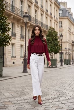 Dames Blouse met Gedrapeerde Hals en Lange Mouwen - Bordeauxrood