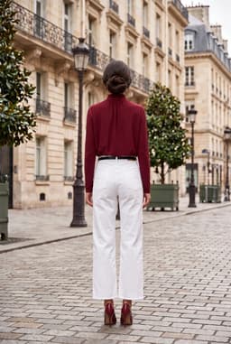 Dames Blouse met Gedrapeerde Hals en Lange Mouwen - Bordeauxrood