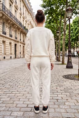 Damen Ecru Loungewear Set mit Fallschirmeisatz Ärmeln
