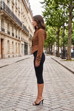 Women's Embroidered Brown Faux Suede Military Style Jacket