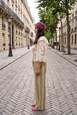 Women's Khaki Striped Wide Leg Palazzo Pants Drawstring Waist