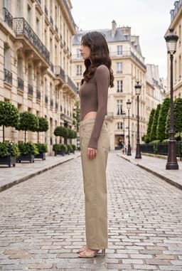 Damen Khaki Weite Gabardine-Hose