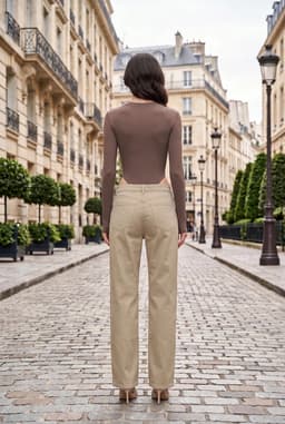 Damen Khaki Weite Gabardine-Hose