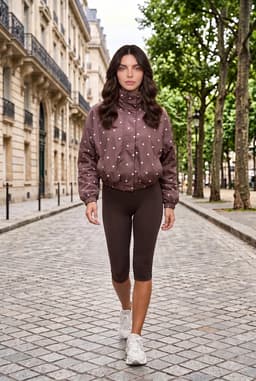 Damen Oversize Bomberjacke mit Punktemuster in Nerzbraun