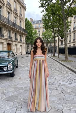 Damen Bandeau Maxikleid mit Pastellstreifen Mehrfarbig