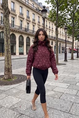 Damen Oversize Bomberjacke mit Punktemuster - Bordeaux