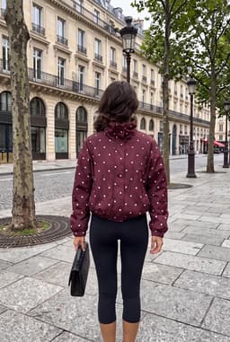 Damen Oversize Bomberjacke mit Punktemuster - Bordeaux