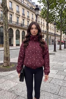 Damen Oversize Bomberjacke mit Punktemuster - Bordeaux