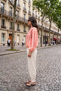 Jaqueta Feminina Transparente Listrada Multicolorida Fecho Zíper
