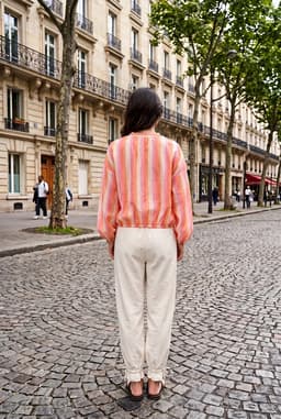 Jaqueta Feminina Transparente Listrada Multicolorida Fecho Zíper