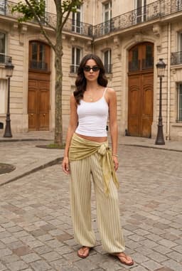 Gestreifte Boho Haremshose für Damen mit Bindegürtel