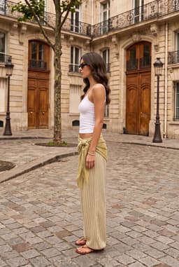 Gestreifte Boho Haremshose für Damen mit Bindegürtel