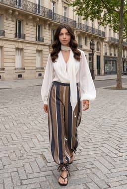 Women's Striped Tie-Ankle Balloon Trousers Multi