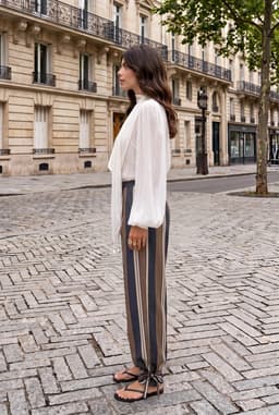 Women's Striped Tie-Ankle Balloon Trousers Multi