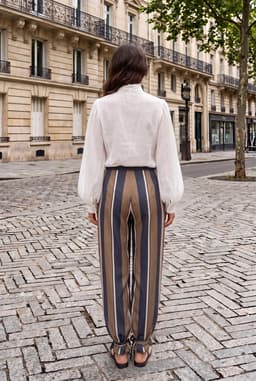 Women's Striped Tie-Ankle Balloon Trousers Multi