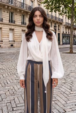 Women's Striped Tie-Ankle Balloon Trousers Multi