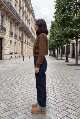 Dames Suède Bomberjack Cropped Taba Rits Outerwear