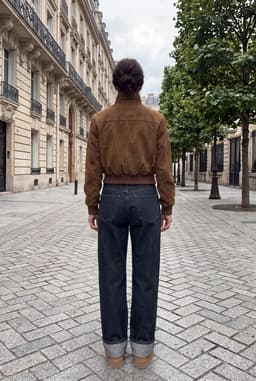 Dames Suède Bomberjack Cropped Taba Rits Outerwear