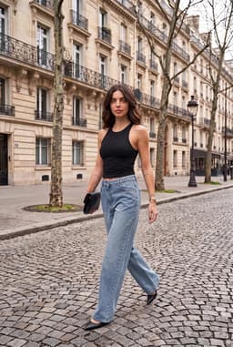 Jeans Larghi Blu da Donna con Strass