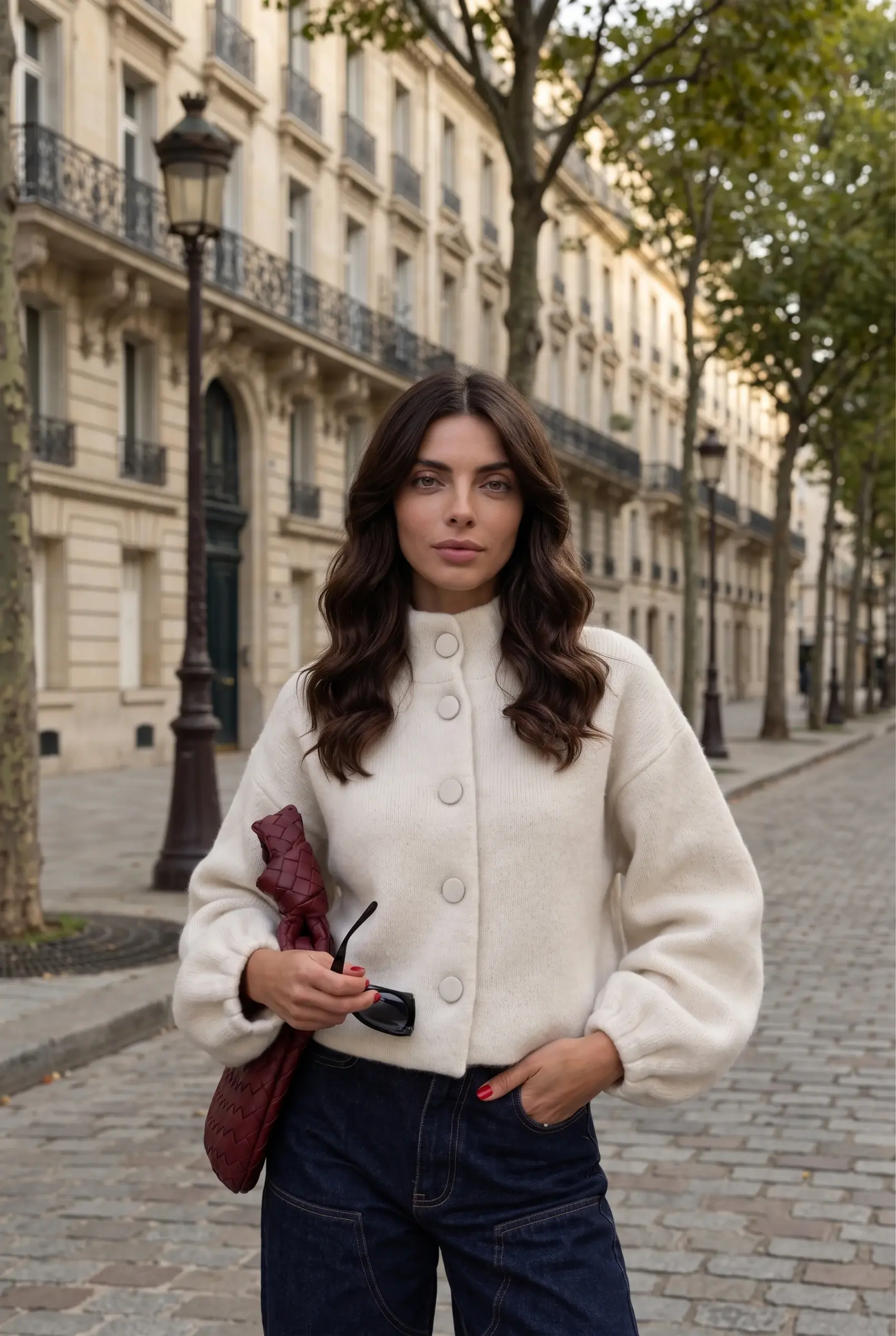 Cardigan en Tricot avec Boutons Pierre — Pierre
