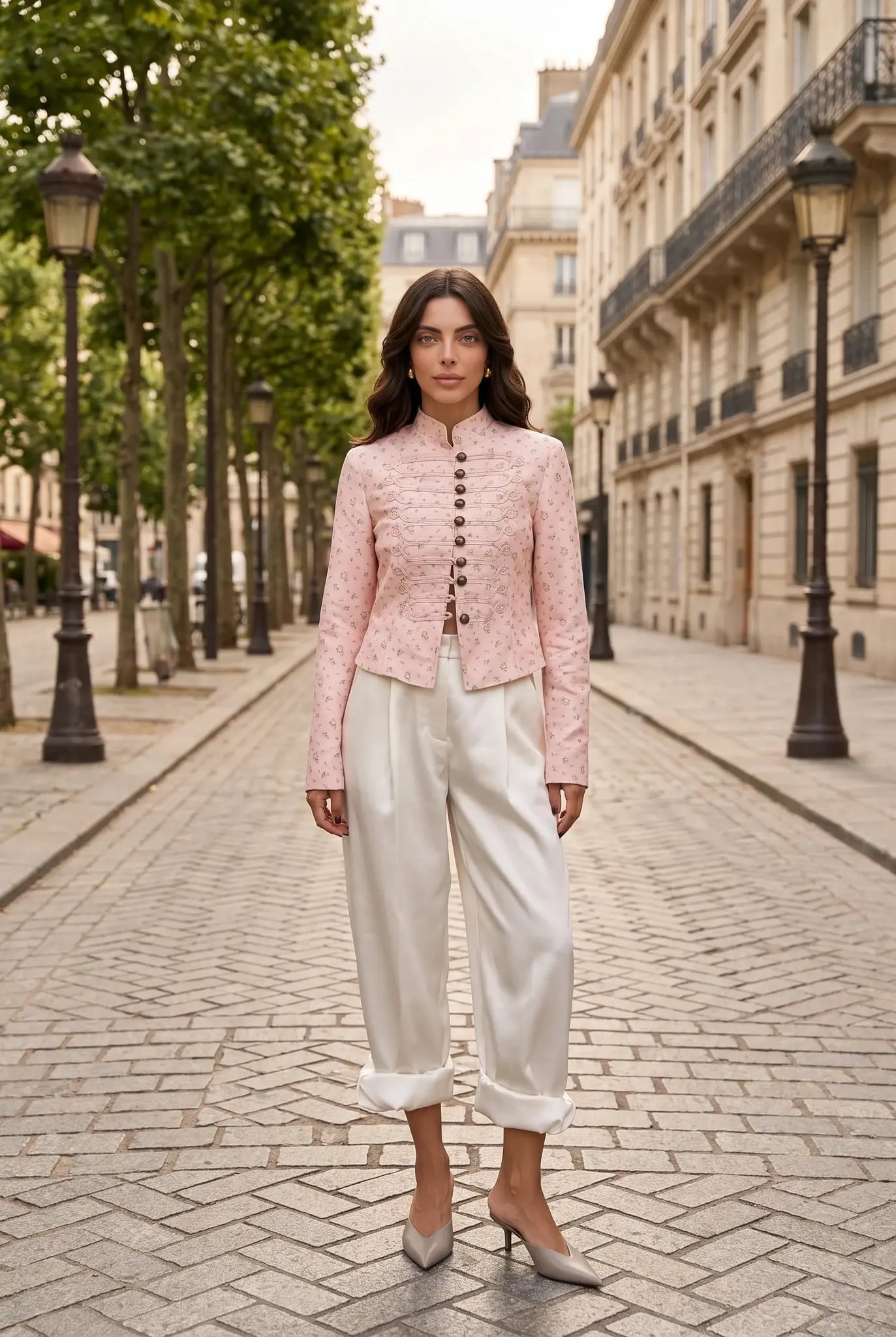 Blazer Entallado con Botones - Rosa Polvo