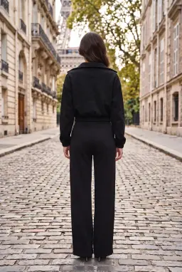 Completo nero da 2 pezzi con felpa zip e pantaloni