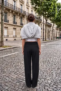 Schwarze Palazzo-Hose mit Umschlagbund