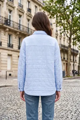 Blue Textured Pocket Button-Down Overshirt
