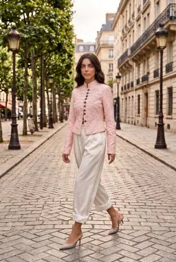 Blazer Entallado con Botones - Rosa Polvo