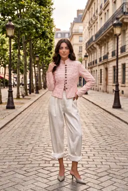 Blazer Entallado con Botones - Rosa Polvo