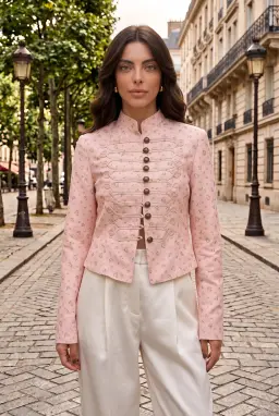 Blazer Entallado con Botones - Rosa Polvo