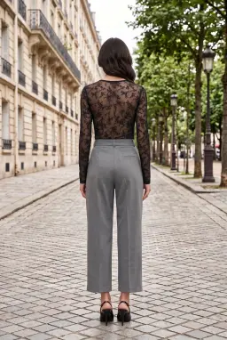 Grijze Hoge Taille Pantalon